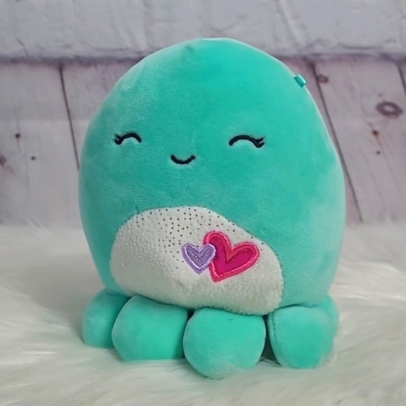 Squishmallows 6 Inch Bright Blue Valentines Day Octopus Plush Stuffed Animal Toy - Picture 12 of 15